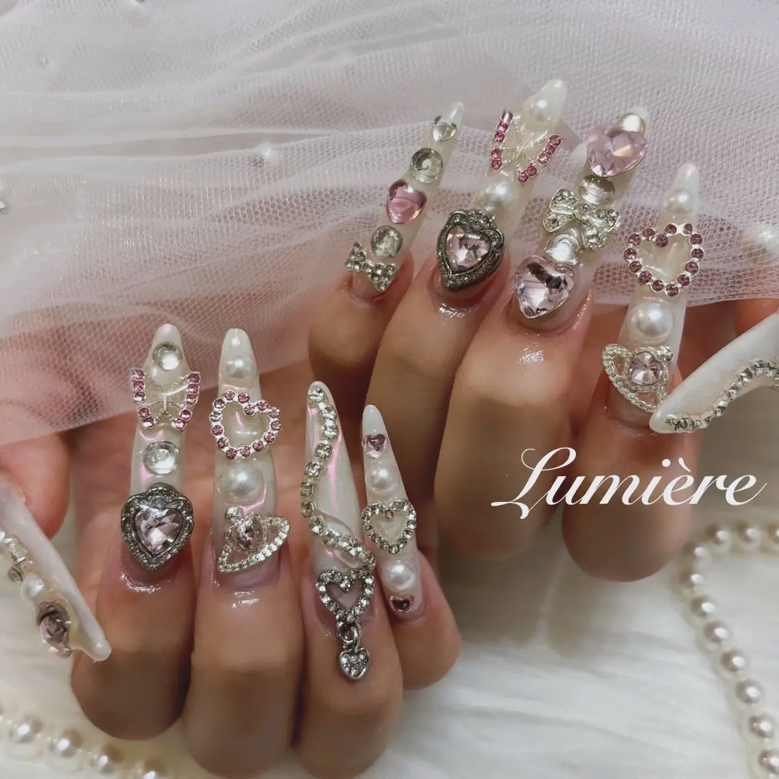 ネイル ロングネイル スーパーロングネイル ハンドネイル Lumière｜ ロング｜ワンホンのネイルデザイン