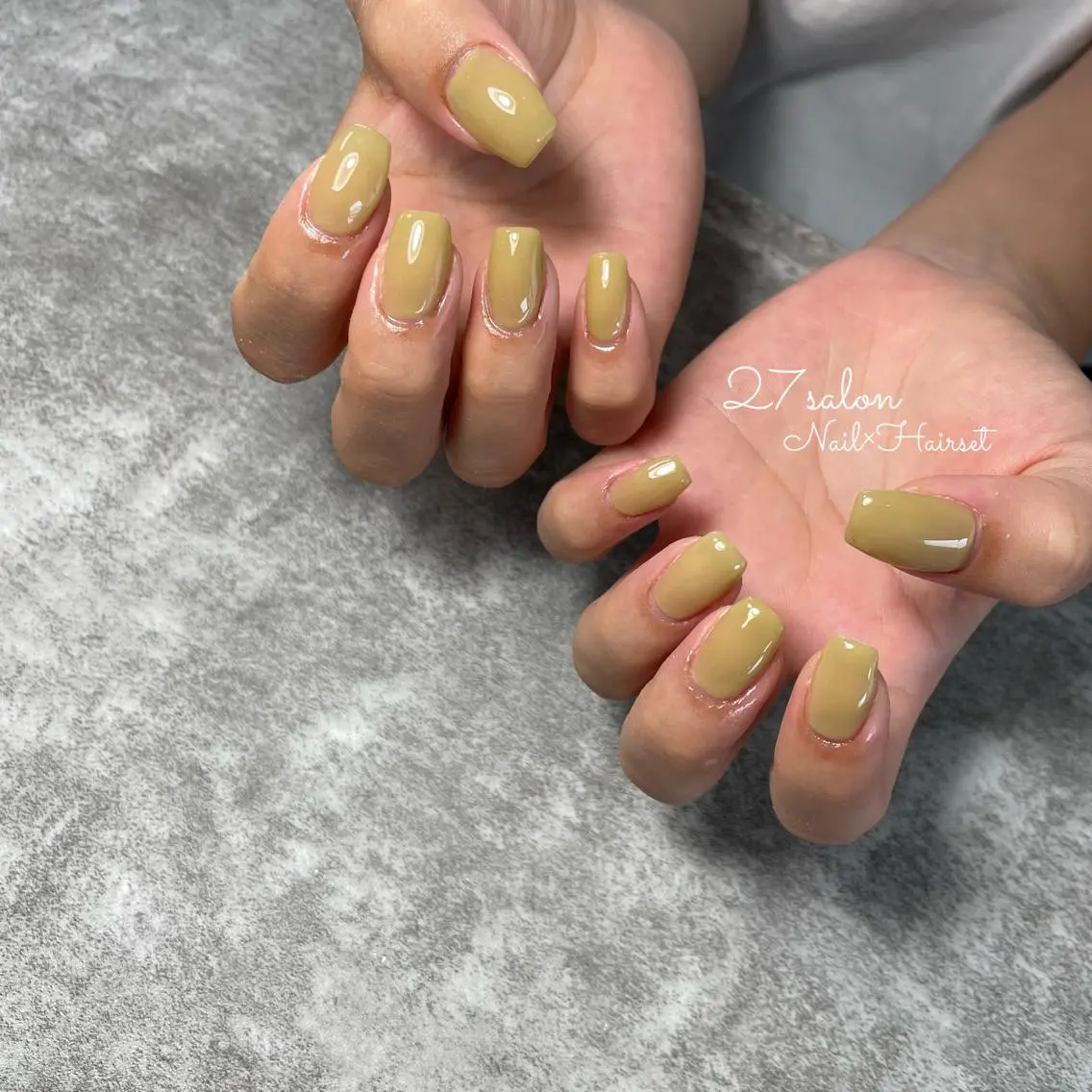 ネイル ピスタチオネイル 黄色 27salon yuinaのネイルデザイン