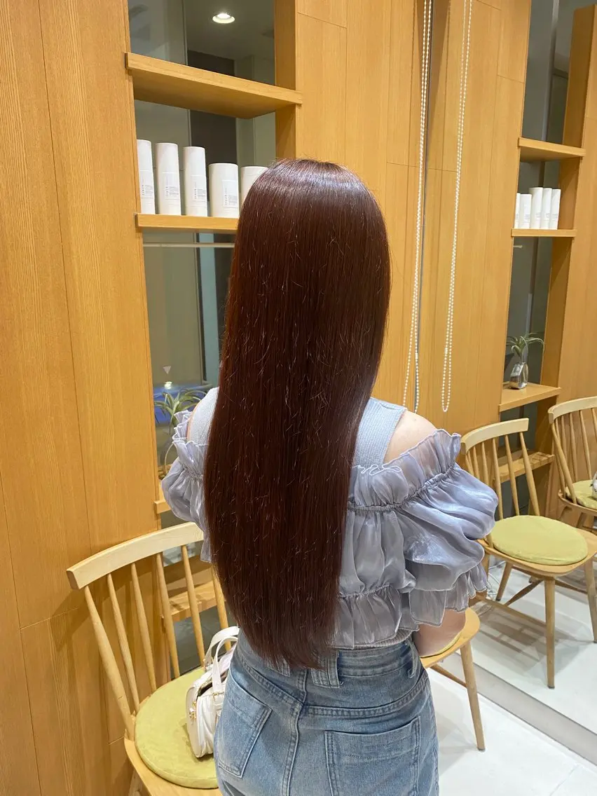 ロング カラー ヘアカラー トリートメント 💎ツヤ髪ストレート カラー💎かのんのヘアスタイル