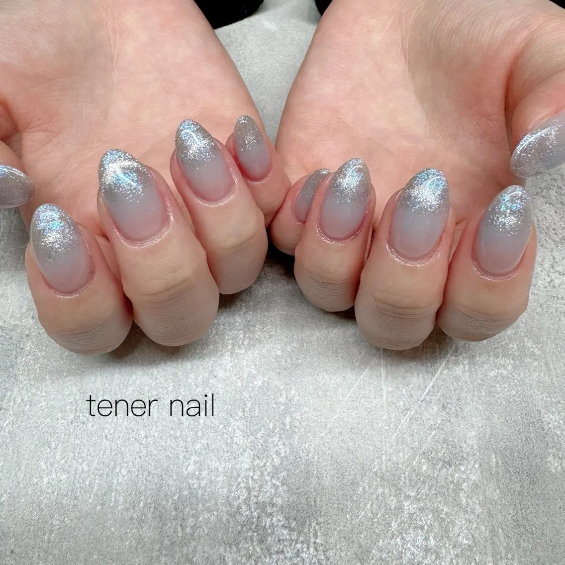 ネイル ブルー チークネイル フレンチネイル マグネットネイル マグネットフレンチ ハンドネイル テネルネイル tener nailのネイルデザイン