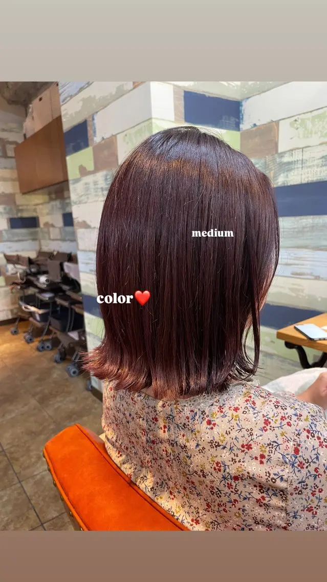 ミディアム カラー ヘアカラー 縮毛矯正✨髪質改善 🤍佐々木彩衣のヘアスタイル