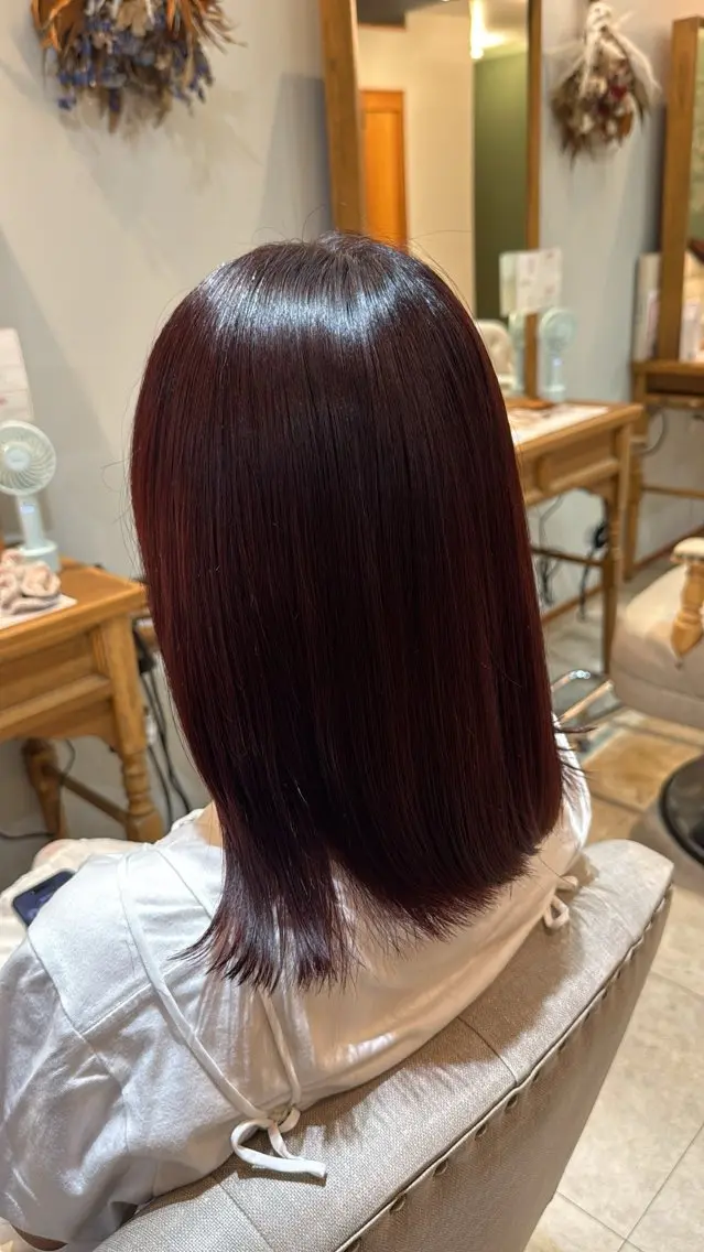 カラー レッドカラー ヘアカラー トリートメント 上野 稀美のヘアスタイル
