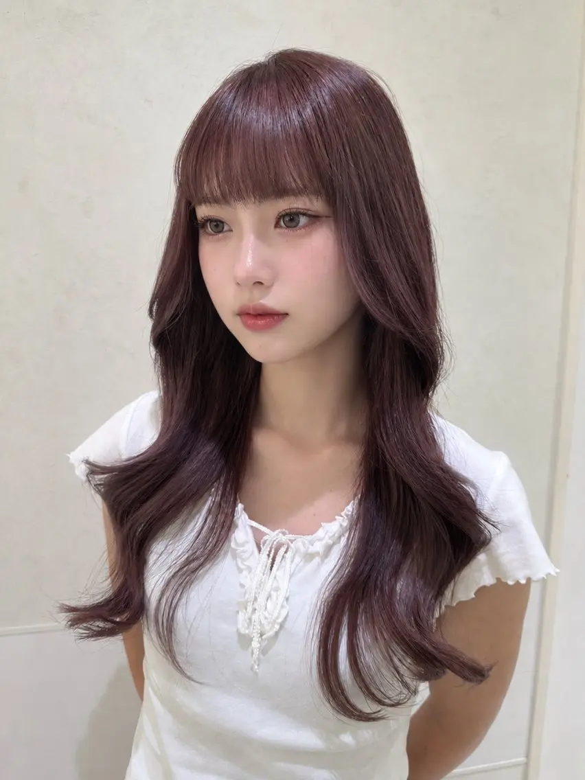 ロング カット ヘアカラー 明日空きあり🩷 layer🎀透明感のヘアスタイル