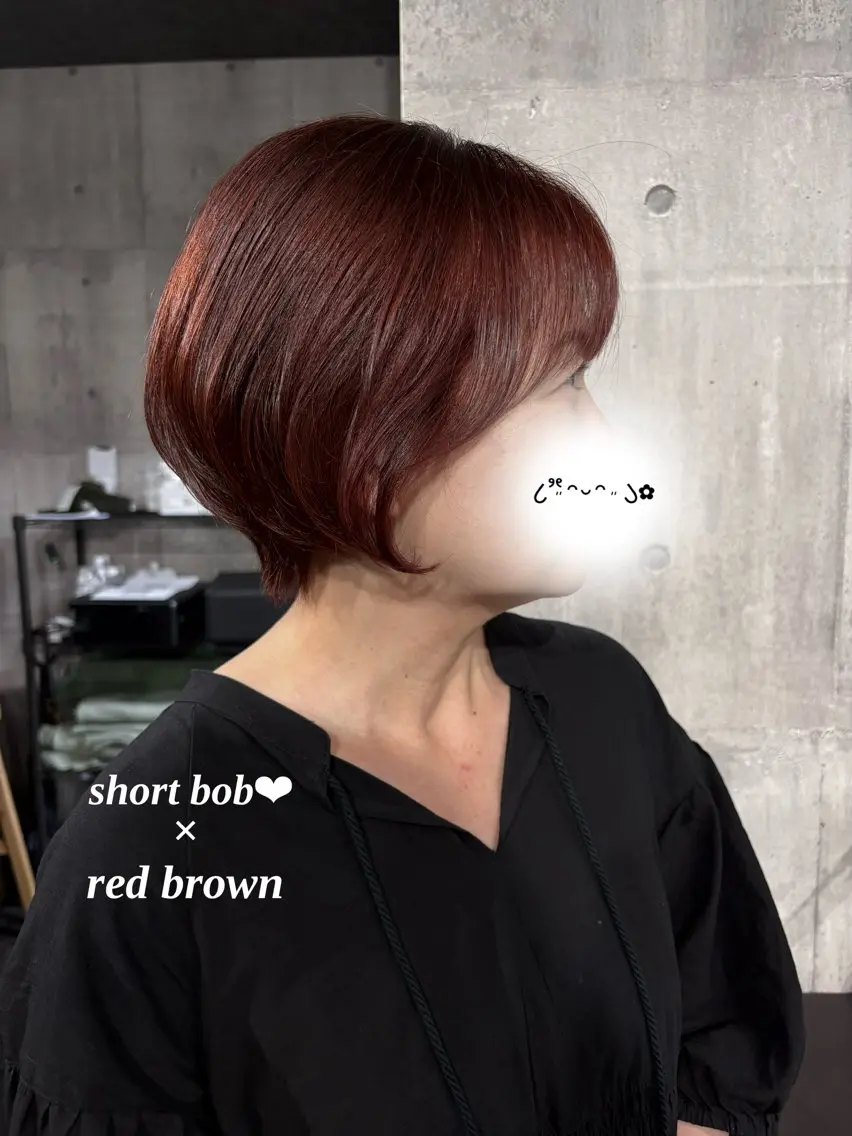 ショート ショートボブ レッドブラウン ボブ ショートヘア カット 半田 美優のヘアスタイル