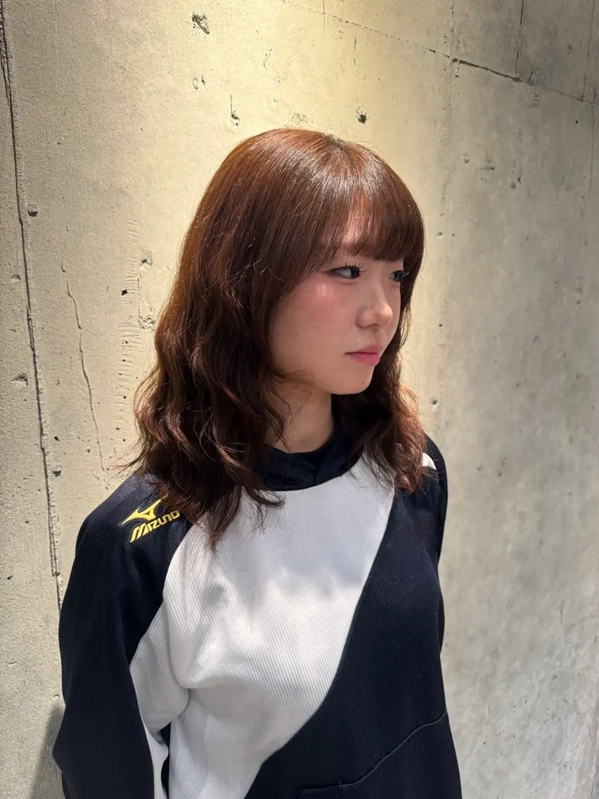 ミディアム パーマ ブロンド/ハイトーン カラー🎀🪽みさきのヘアスタイル