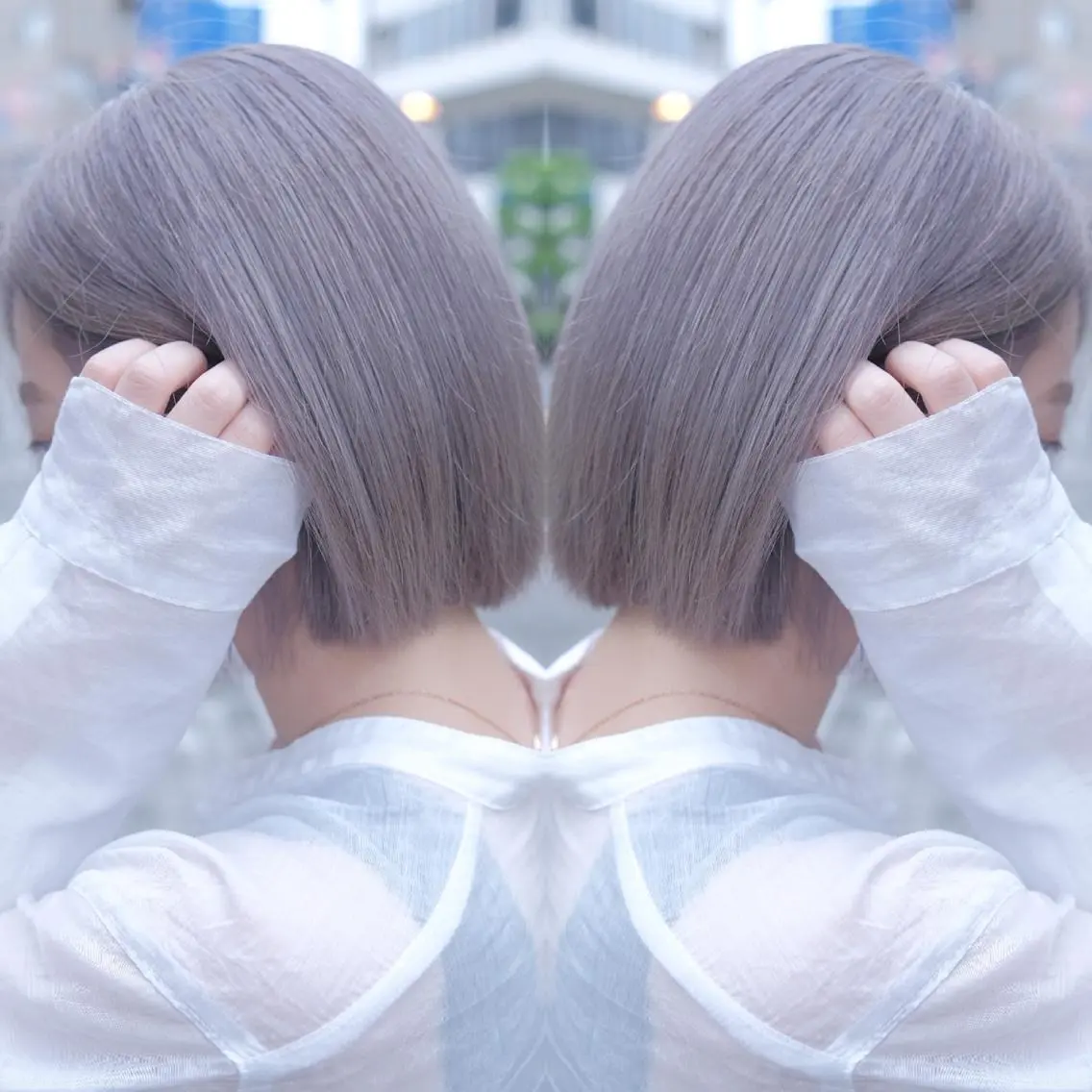 ミディアム カラー ヘアアレンジ ブリーチ カット ヘアカラー トリートメント 竹内啓太 ボブのヘアスタイル