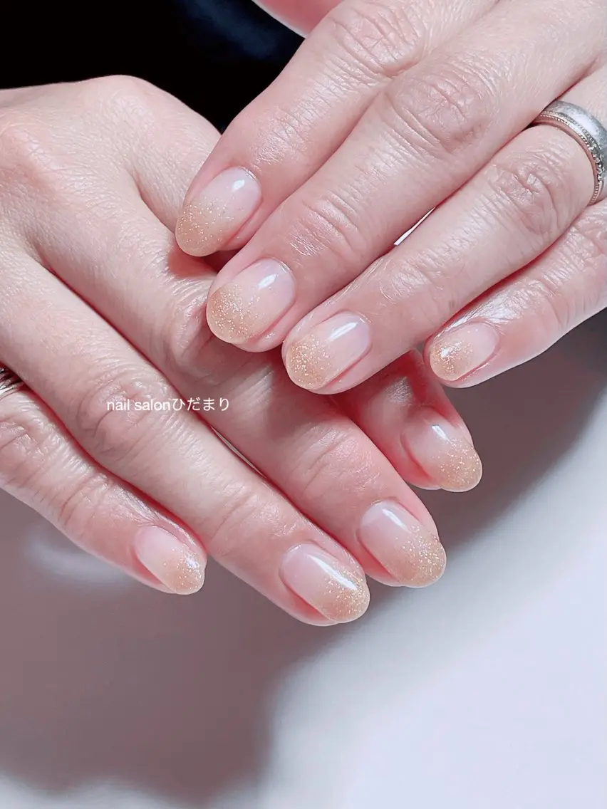 ネイル グラデーション ハロウィン ラメ(グリッター) オレンジ ハンドネイル NailSalon ひだまりのネイルデザイン