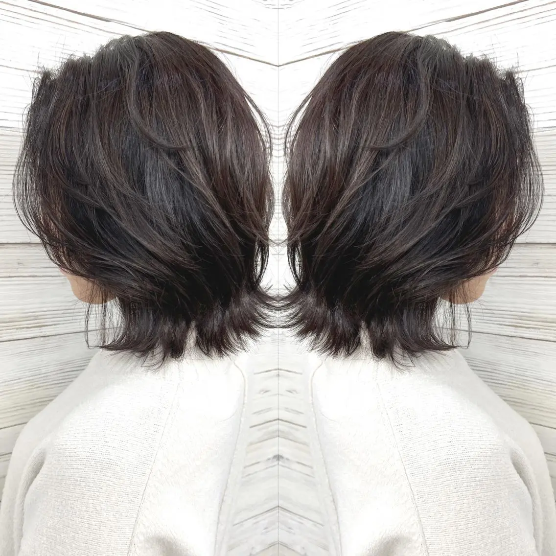 ショート カラー ヘアアレンジ 透明感カラー レイヤーカット ショートヘア トリートメント ウルフカット カット トリートメント 枝毛カット&髪質改善 満足NO.1岡しゃんのヘアスタイル