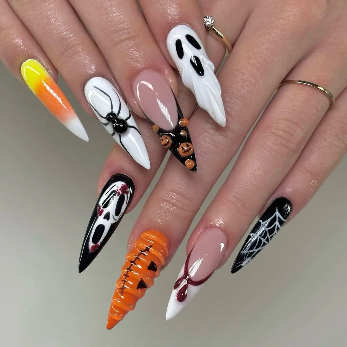 ネイル ジェルネイル ハロウィン 韓国ネイル ロングネイル スカルプネイル ハンドネイル Umee Nailのネイルデザイン