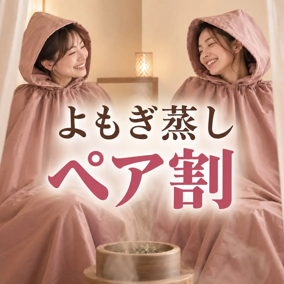 【ペア割・初回】よもぎ蒸し40分｜お一人様￥4,000（2名同時利用）の写真