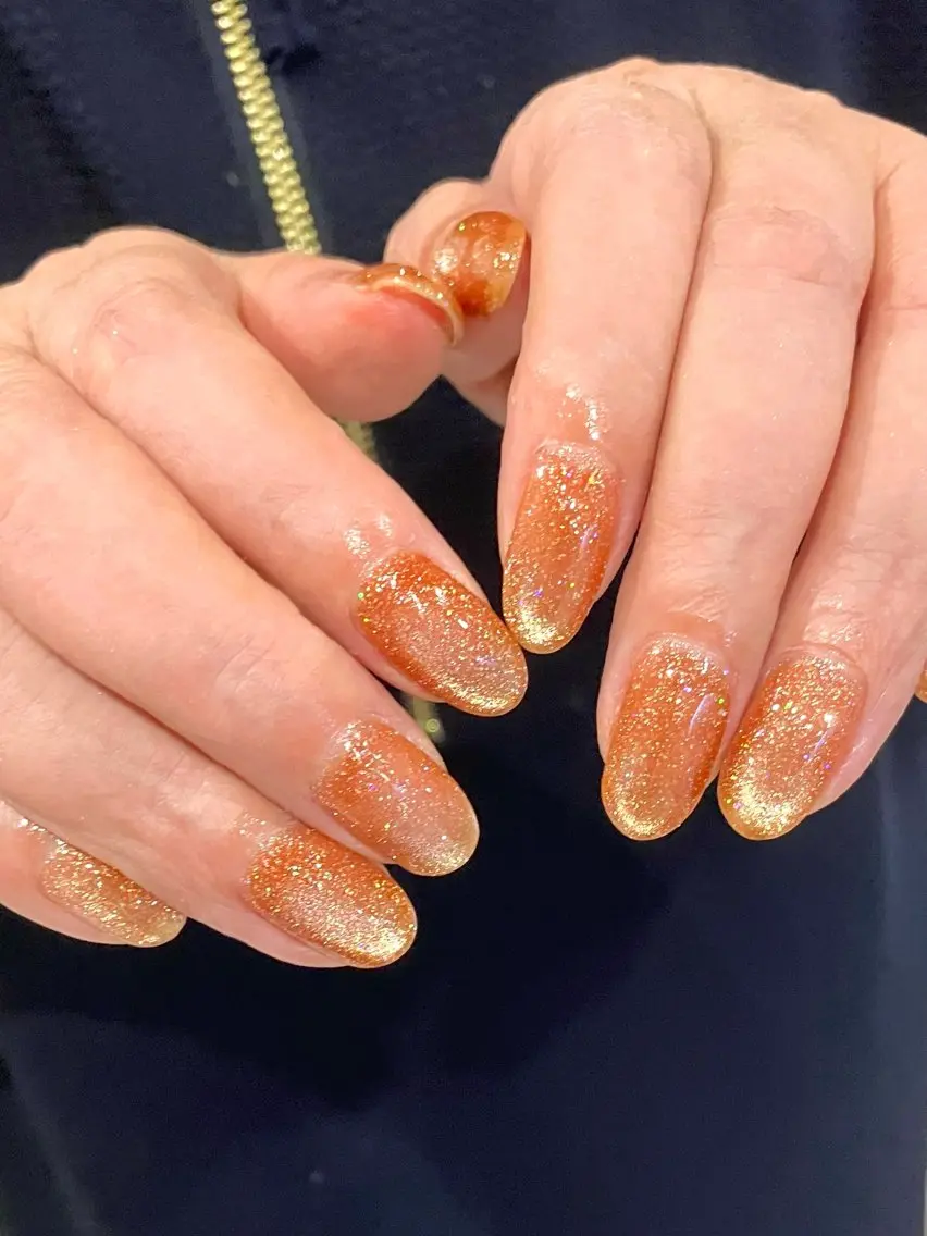 ネイル フラッシュネイル マグネットネイル オレンジ fun the nail ayakaのネイルデザイン