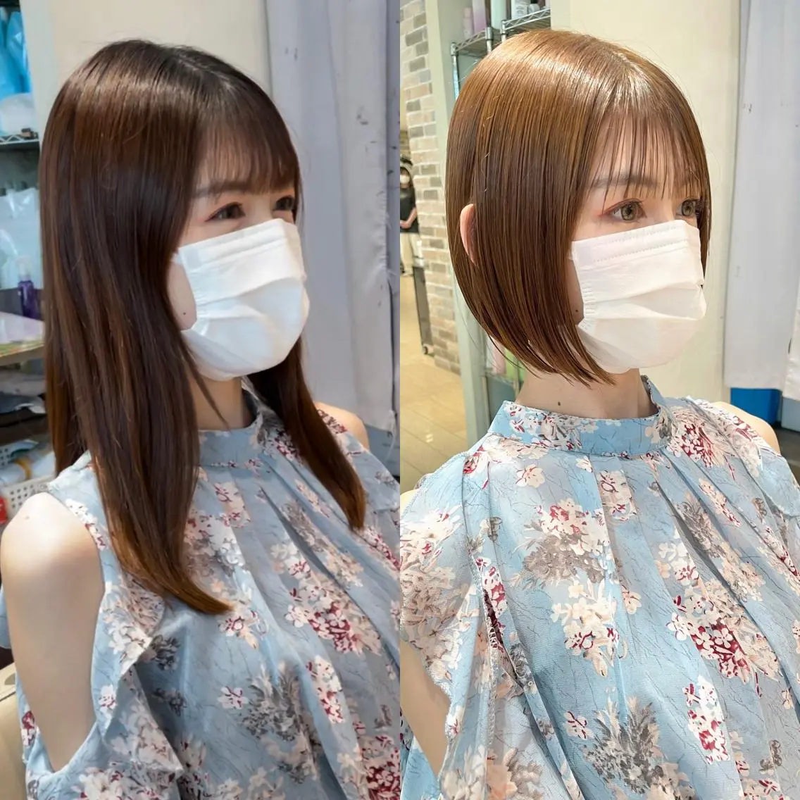 ミディアム 切りっぱなしボブ ショートボブ ボブ くびれヘア 顔周りカット カット トリートメント 市原 大翼のヘアスタイル