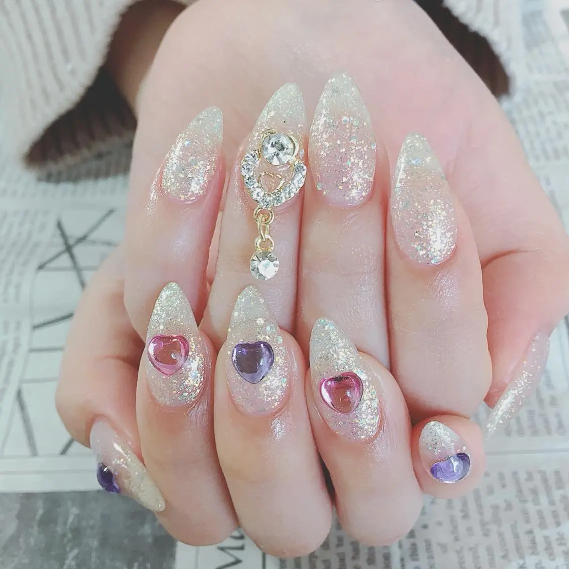 ネイルデザイン・アートカタログ「ハートパーツ1つ150円 ゆらゆら