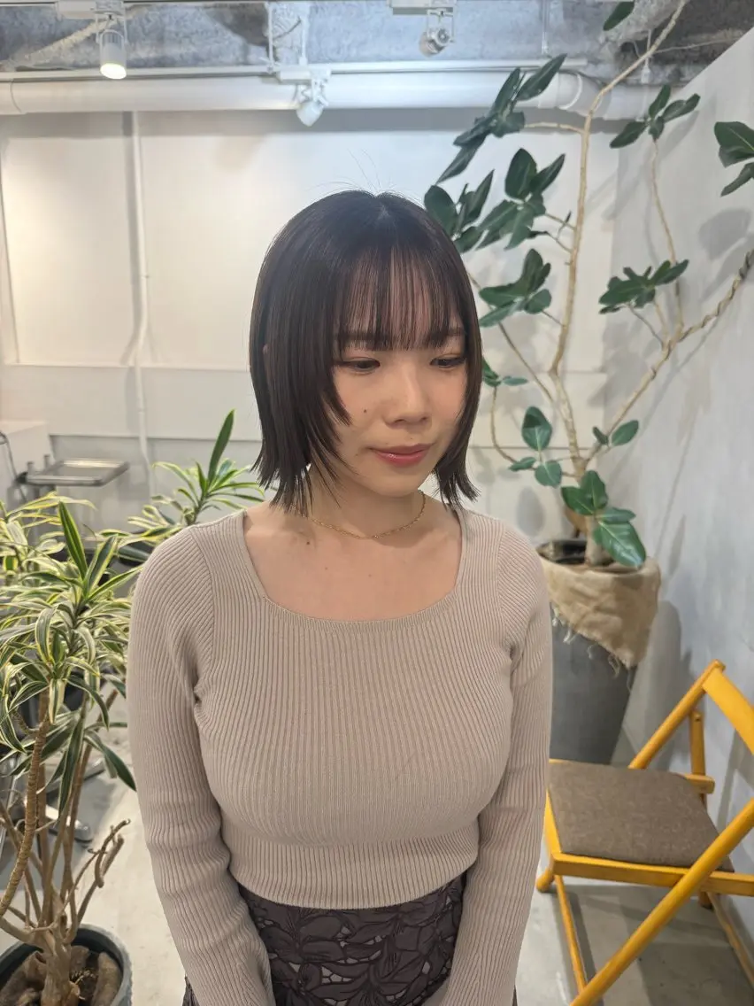 セミロング カット ヘアカラー トリートメント 100%可愛い顔周り 💓レイヤー/しずくのヘアスタイル