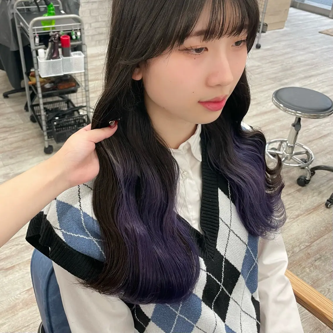 ロング カラー ヘアアレンジ MOMO艶髪 🩵モテカラーのヘアスタイル