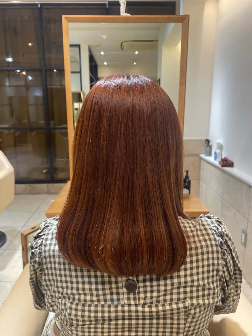 カラー ブリーチ ブリーチなしカラー オレンジ サクラバ ララネのヘアスタイル