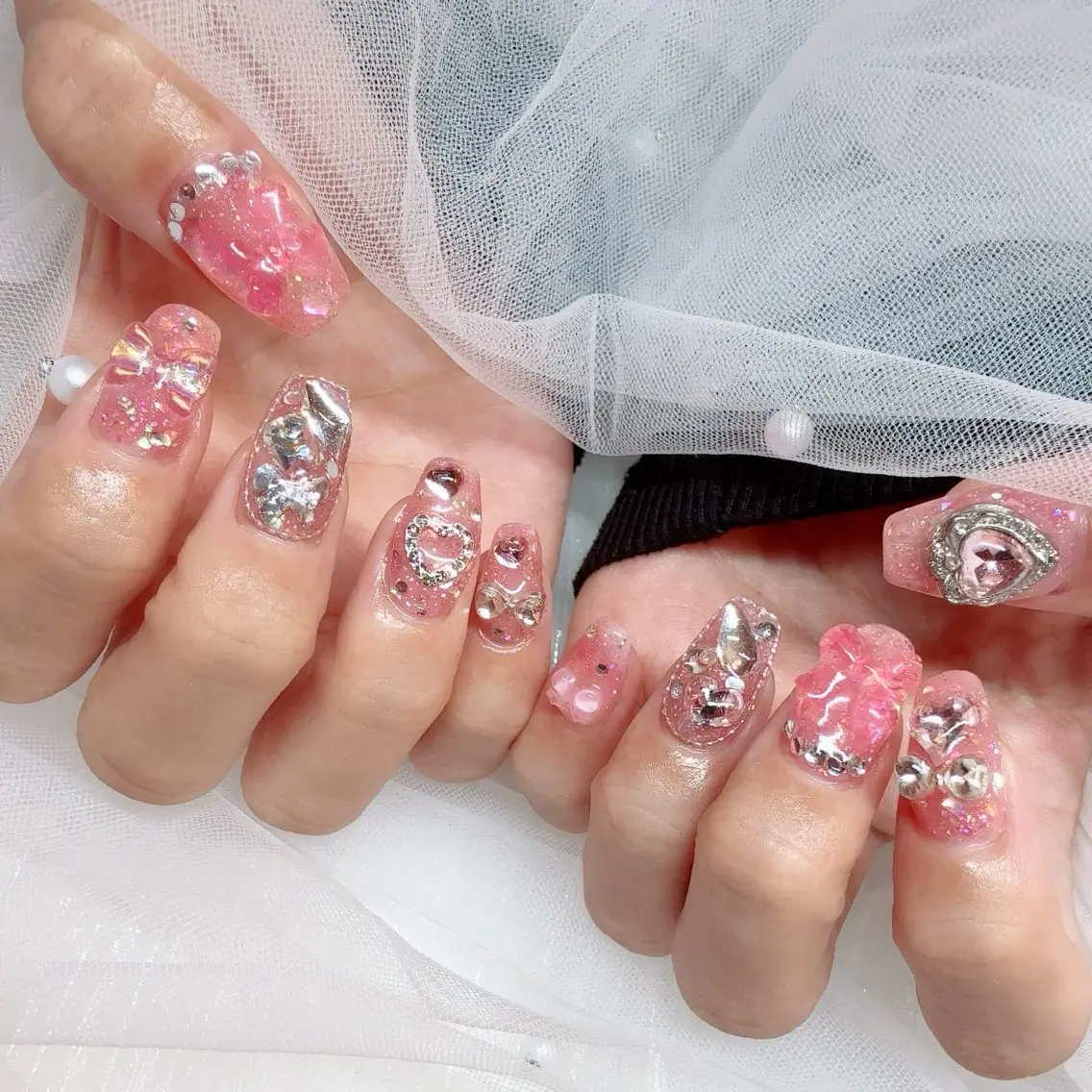 ネイル キラキラネイル ピンク teddybear nailsのネイルデザイン