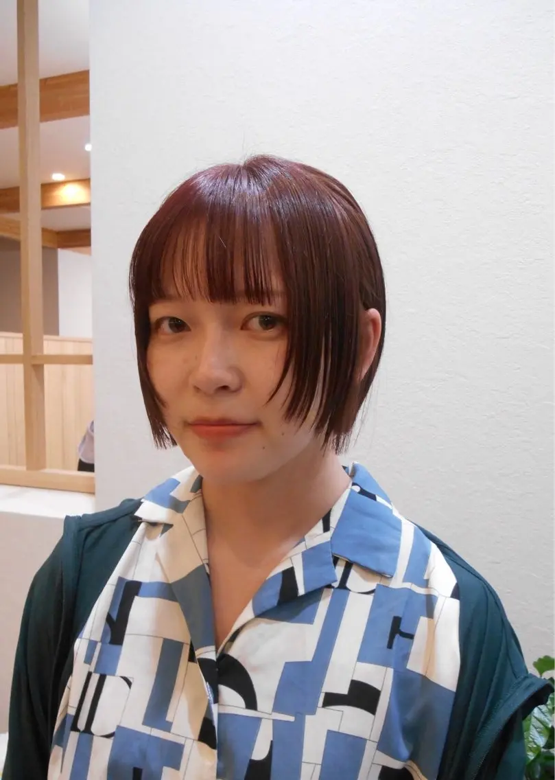 ショート カラー ボブレイヤー ボブ 顔周りカット レイヤーカット カット ヘアカラー トリートメント ルプラボウ 永友愛梨 /韓国/ダメージレスのヘアスタイル