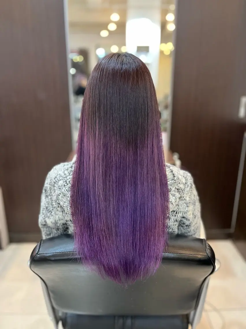 ロング カラー ブリーチ パープルカラー ヘアカラー 🍒 SANA🍒のヘアスタイル