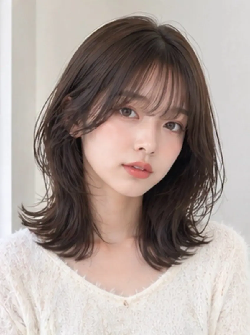 大人かわいい🌙🎀ミディアムレイヤーカット🎀aujuaシャンプー付き🧴の写真
