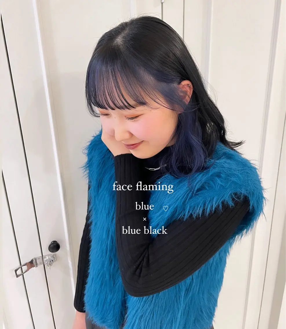 カラー ミストバング ブリーチ ブルーカラー  フェイスフレーミング インナーカラー ダブルカラーVia/ airi♡のヘアスタイル