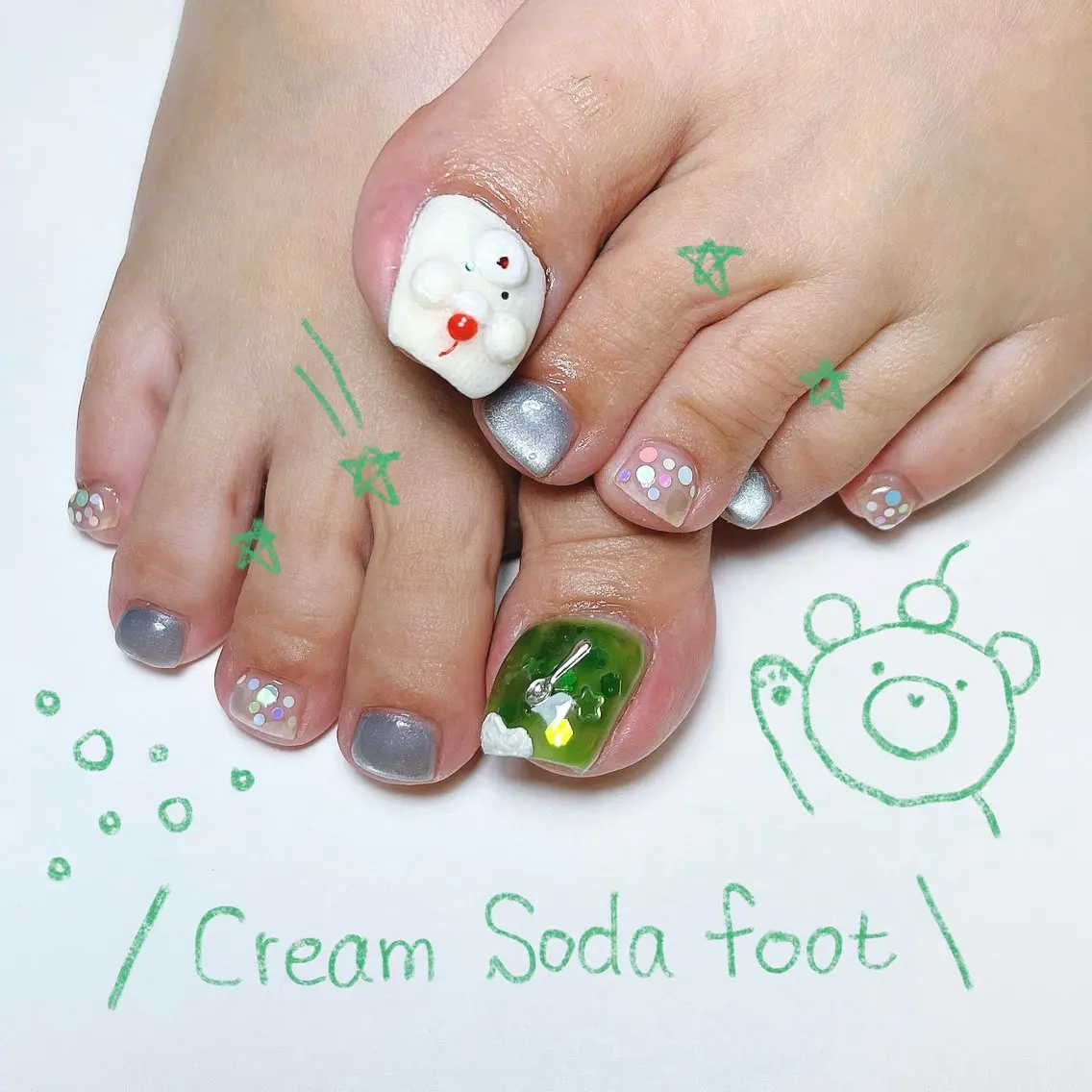 ネイル フットネイル フットネイル いちごパフェ ゆいのネイルデザイン