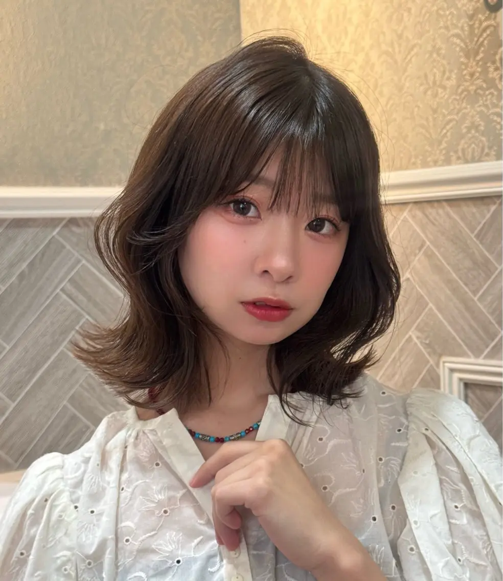 ミディアム カット ヘアカラー トリートメント ボブ/透明感カラー /艶髪/しなる🌷のヘアスタイル