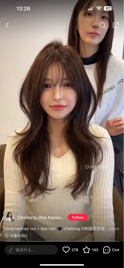 ロング カラー ハイレイヤー レイヤーカット カット ヘアカラー トリートメント 【韓国レイヤー特化 ハッシュカット】のヘアスタイル