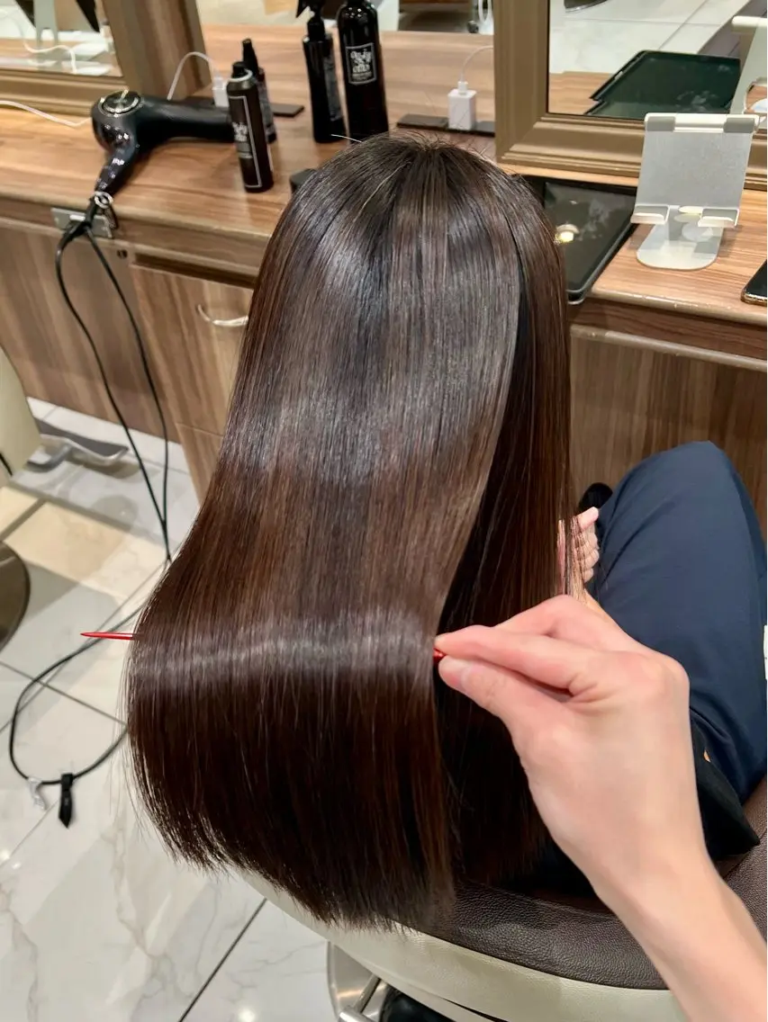ロング 縮毛矯正 トリートメント 髪質改善縮毛矯正 谷口雄太のヘアスタイル