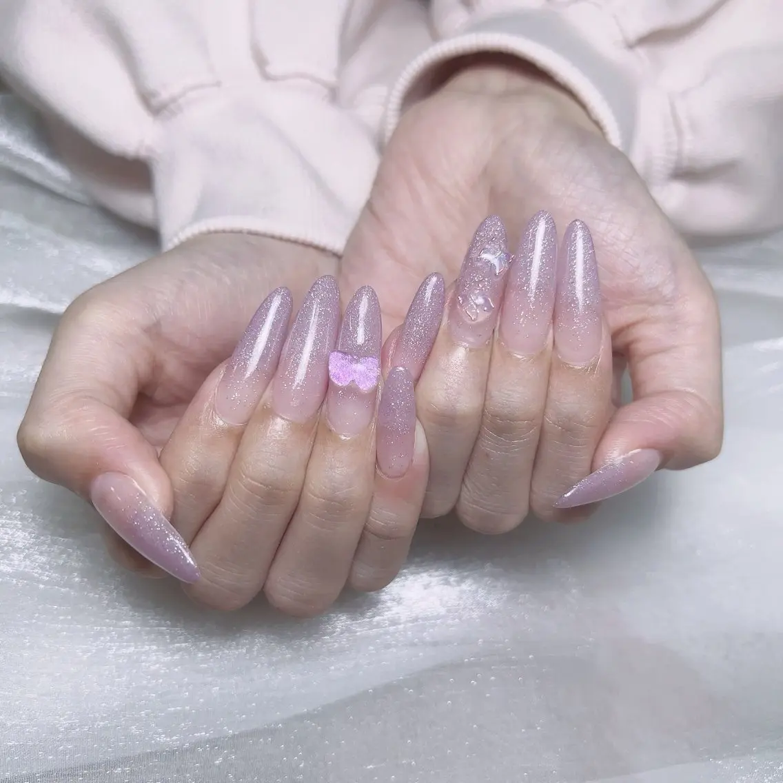 メンズ ネイル メンズ韓国風 アートネイル オーロラネイル ガーリー キラキラネイル ハンドネイル Nail salon 木にいるのネイルデザイン
