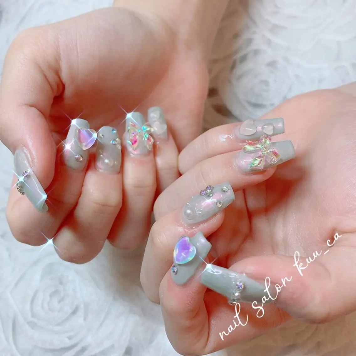 【オフなし】5月限定✨長さだし＋パーツ乗せ放題❣️マグネット、フラッシュ含む200色から何色でも可能※ベタ塗りのみの写真