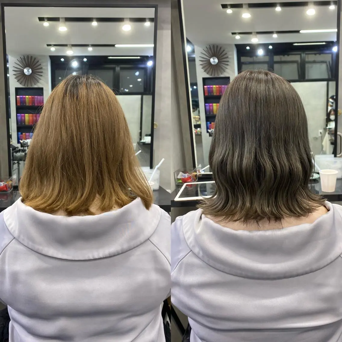 ミディアム カラー ヘアアレンジ シールエクステ アッシュ バレイヤージュ ベージュカラー ブリーチ ヘアカラー トリートメント ar+ ❤︎ maiのヘアスタイル