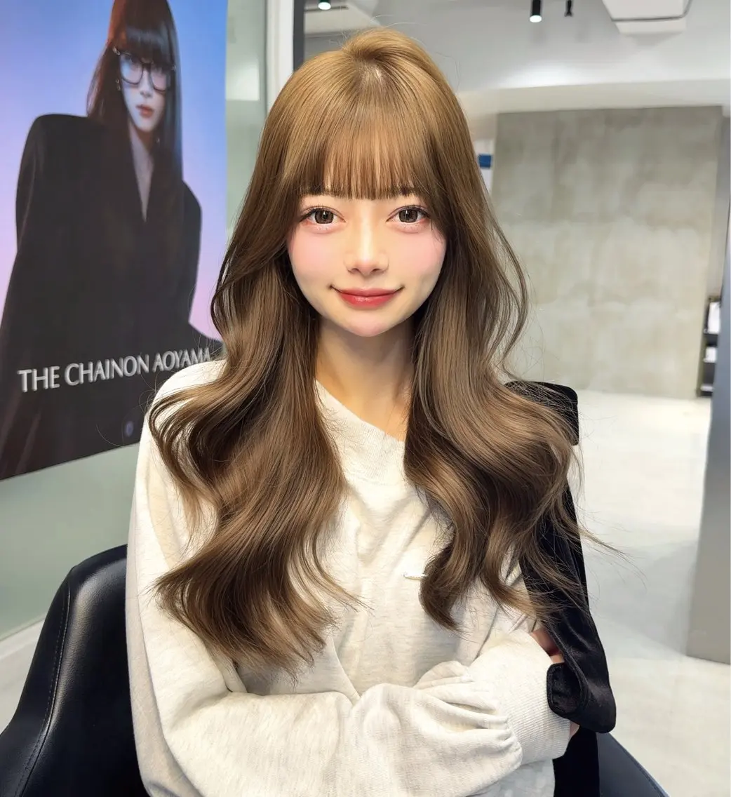 ロング カット ヘアカラー 韓国✖️網紅🖤 パーマYURIYAのヘアスタイル