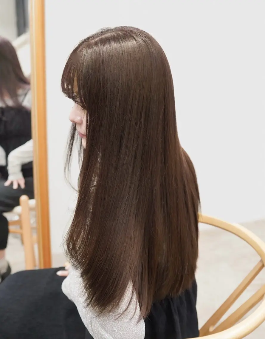 ロング カラー カット ヘアカラー トリートメント 透けヘア/艶ベージュ ヘアセット/nagiのヘアスタイル
