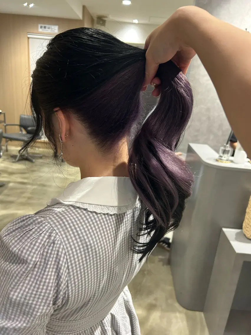 ロング カラー インナーカラー 新宿/ミルクティー/ カットモデル/のりかのヘアスタイル