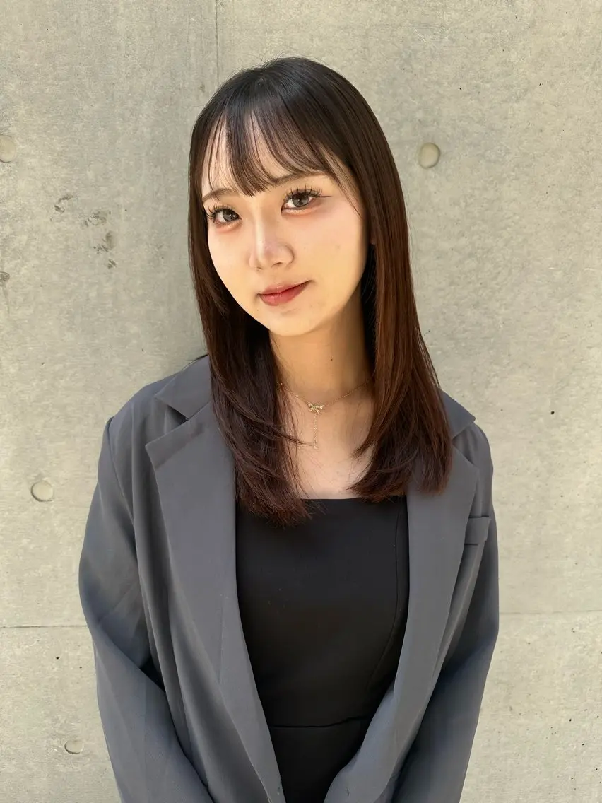 ミディアム 似合わせカット トリートメント カット ヘアカラー トリートメント ヘッドスパ 酸性ストレート/ 透明感カラー/中村利のヘアスタイル