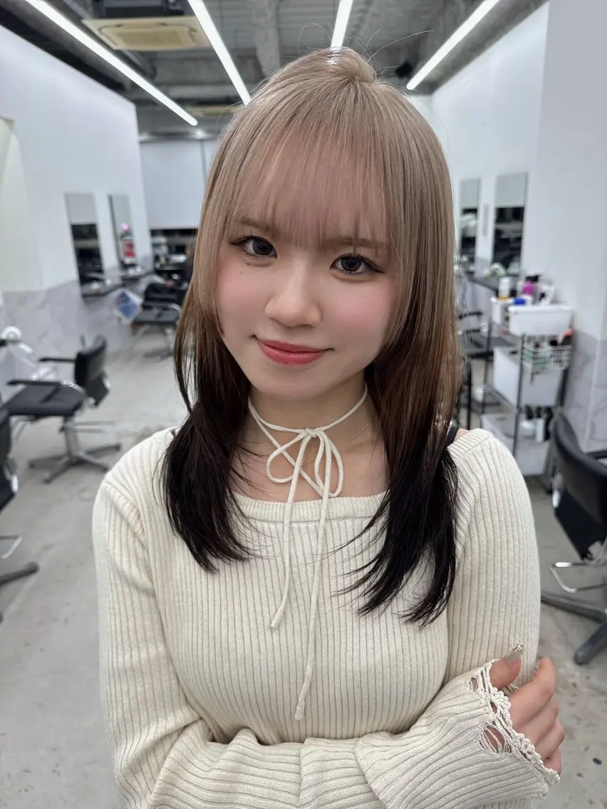 ロング カラー ブリーチ ケアブリーチ ロング トリートメント ヘアカラー ブリーチ/ハイトーン 名古屋栄/SHIONのヘアスタイル