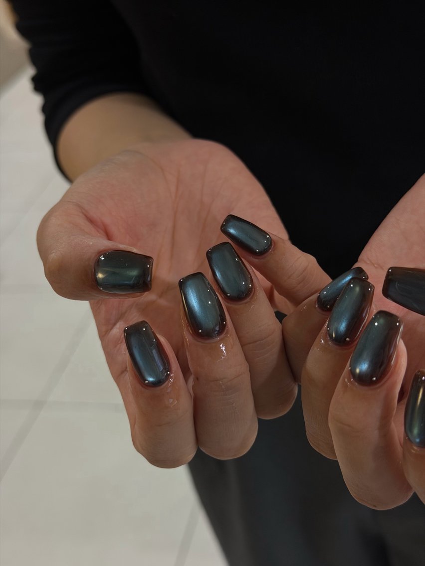 ネイル ブルー グリーン マグネットネイル 持ち込み シンプルネイル ハンドネイル ハンドケア Charme. NOBUKOのネイルデザイン
