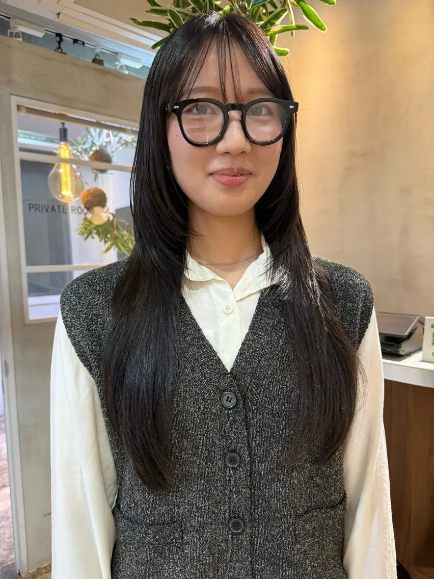 ロング レイヤーカット 縮毛矯正 カット ヘアカラー 縮毛矯正 渡部 円/パーマ /美髪縮毛矯正のヘアスタイル