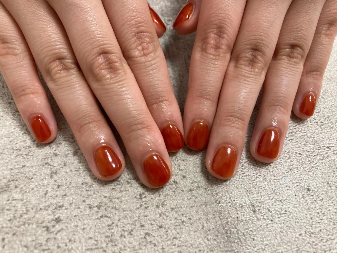 ネイル オレンジ ハンドネイル mogunail &blowのネイルデザイン