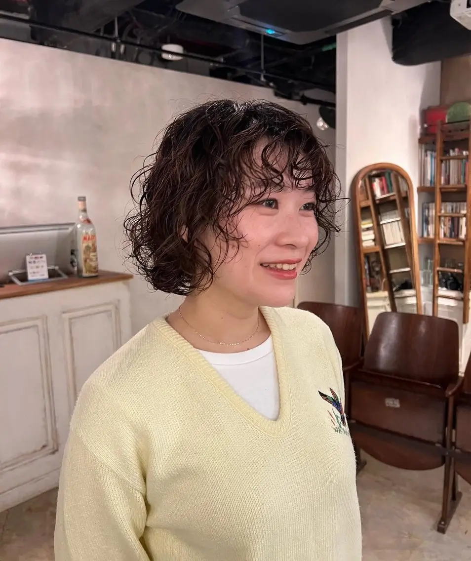 ミディアム ミディアムパーマ ボブ パーマ さくらい まりこのヘアスタイル
