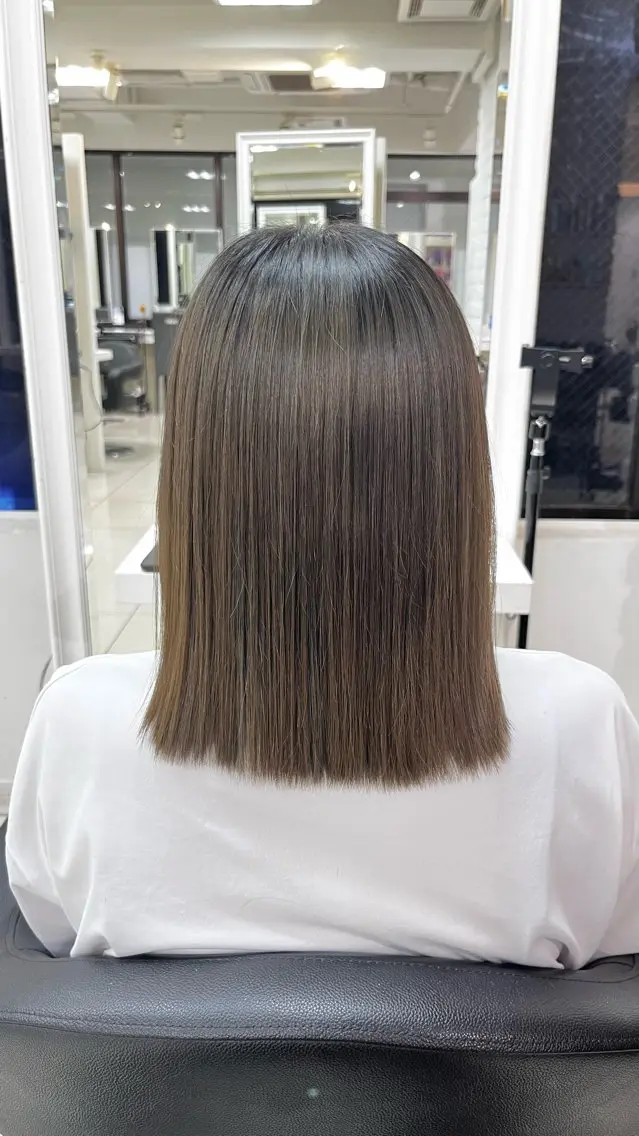 ミディアム パーマ 縮毛矯正 カット 縮毛矯正 縮毛矯正指名No.1 艶カラー/SHIMAのヘアスタイル