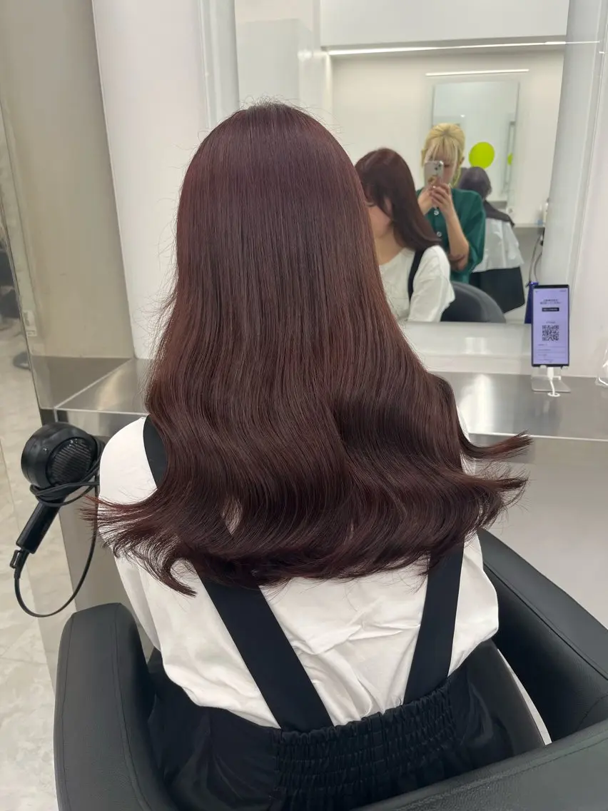 ロング カット ヘアカラー トリートメント ヘアセット 🍒韓国暖色ヘア NO.1🍒🪽のヘアスタイル
