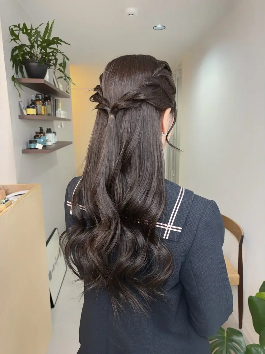 ロング ヘアアレンジ ハーフアップ 卒業式のヘアスタイル 權軒 真尋 /モデル様募集中のヘアスタイル