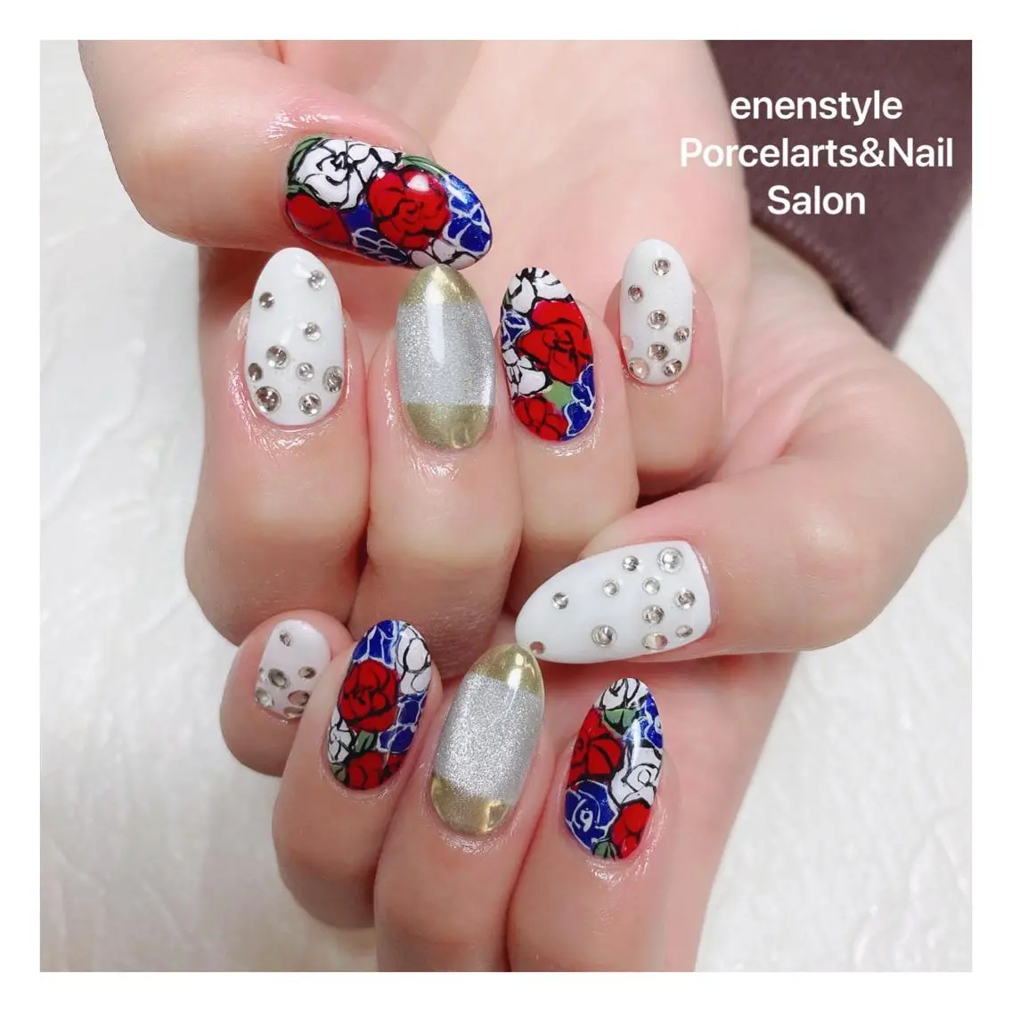 ミディアム ネイル ハンドネイル 🐾enen style 🐾のネイルデザイン