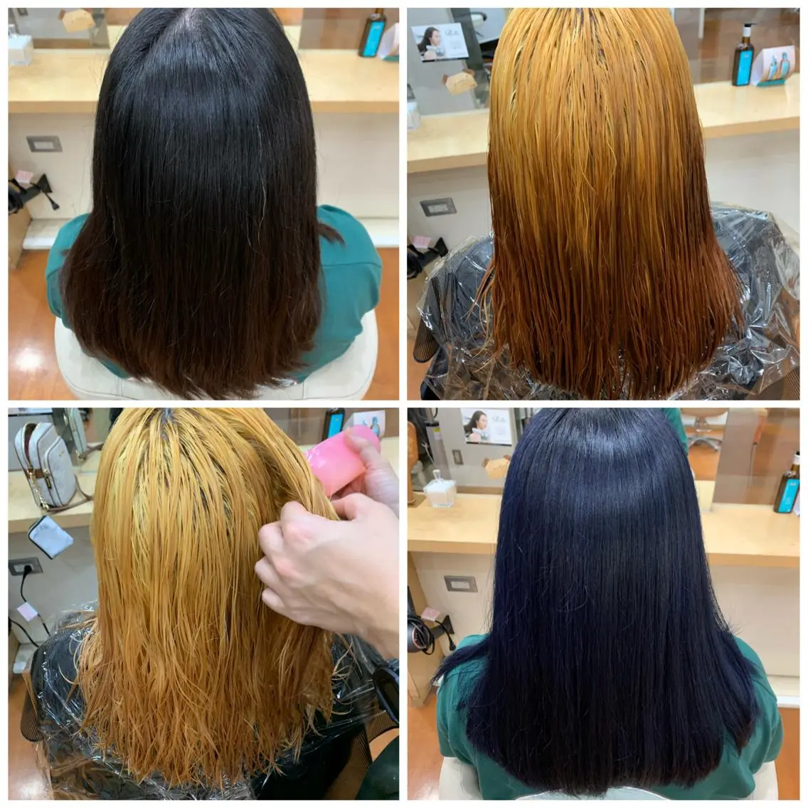 カラー ブリーチ ネイビーカラー 二宮 彩音のヘアスタイル
