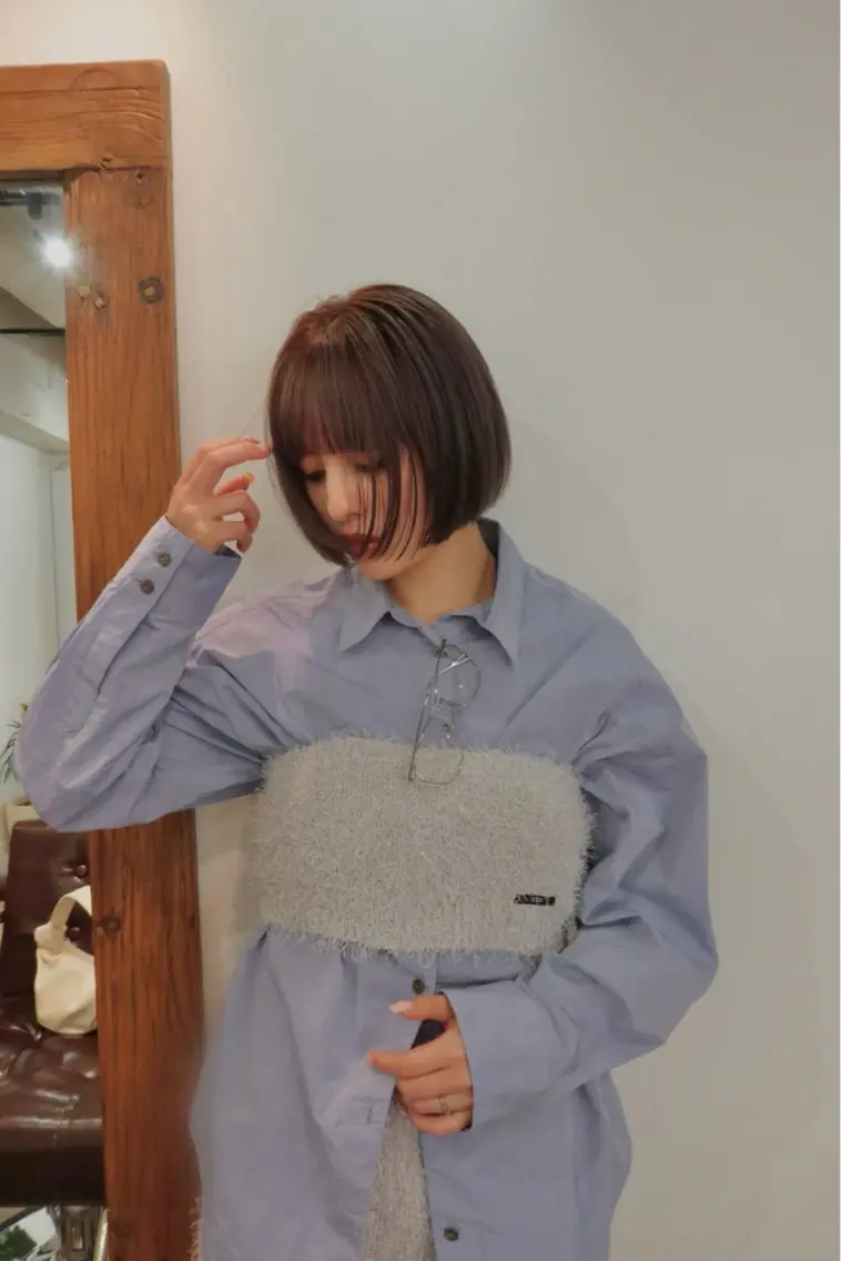ミディアム カラー 切りっぱなしボブ ボブ 髪質改善 レイヤーカット コハラ マリのヘアスタイル