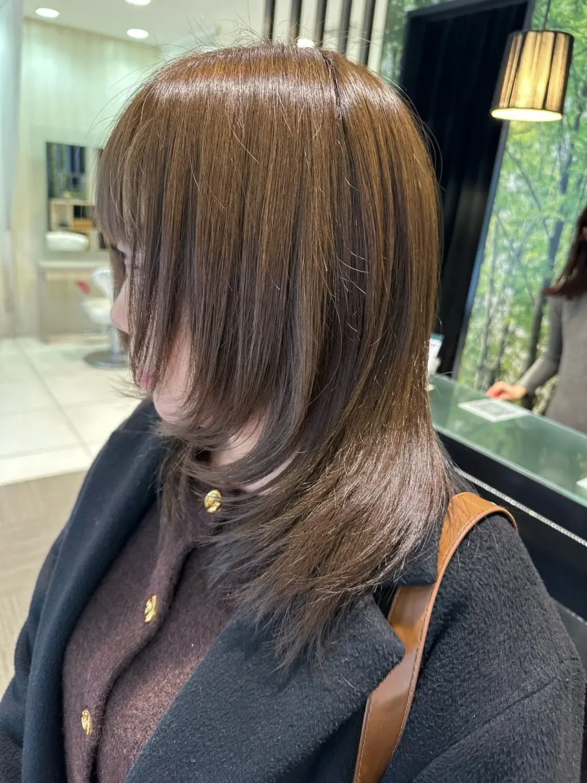 セミロング カラー ブラウンカラー 透明感カラー オリーブカラー カット ヘアカラー トリートメント 市川メンズパーマ/ 透明感カラーKaiのヘアスタイル