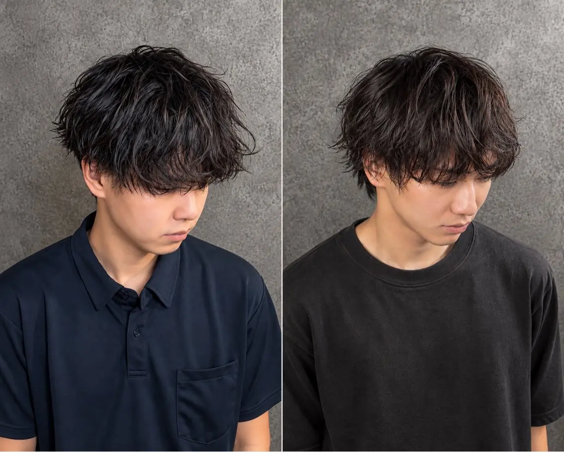 ショート パーマ メンズ カット パーマ ウルフスタイル アメ村 河合顕正のヘアスタイル