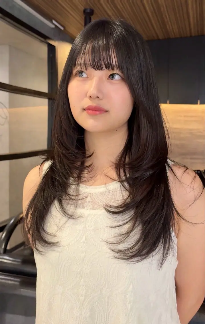 ロング カット 縮毛矯正 トリートメント レイヤーカット/髪質 改善/ダブルカラーのヘアスタイル